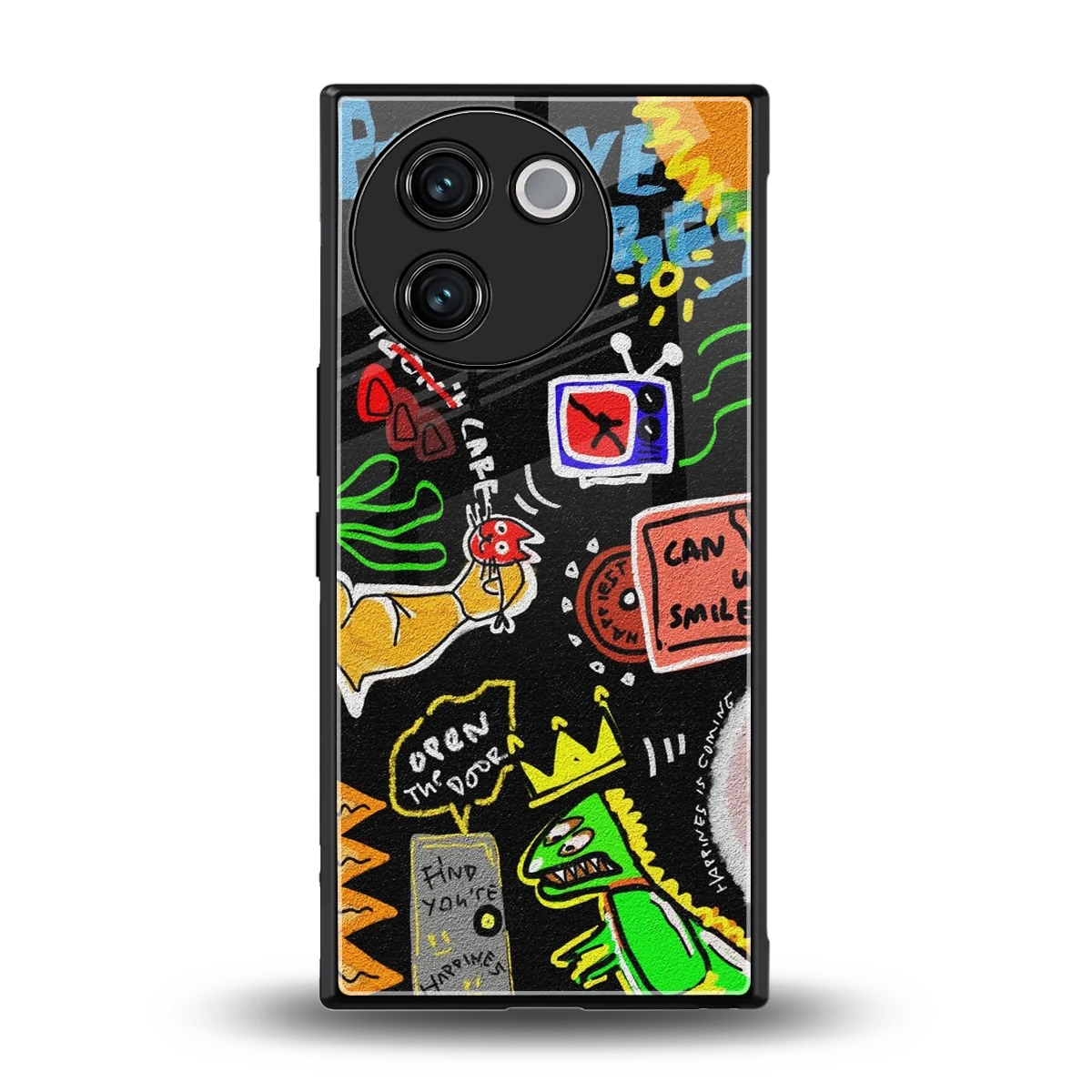 Graffiti back phone cover | glass case for vivo v30e