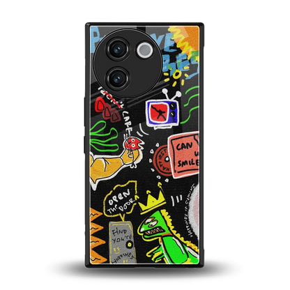 Graffiti back phone cover | glass case for vivo v30e