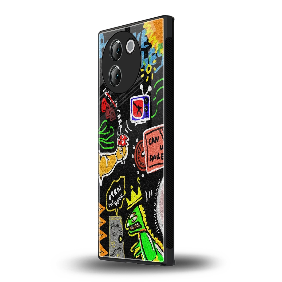 Graffiti vivo v30e mobile cover | shockproof glass phone case