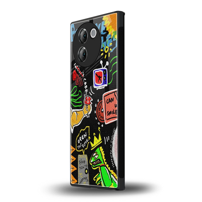 Graffiti vivo v30e mobile cover | shockproof glass phone case