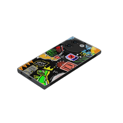 Graffiti stylish phone case for vivo v30e | glossy glass and slim fit