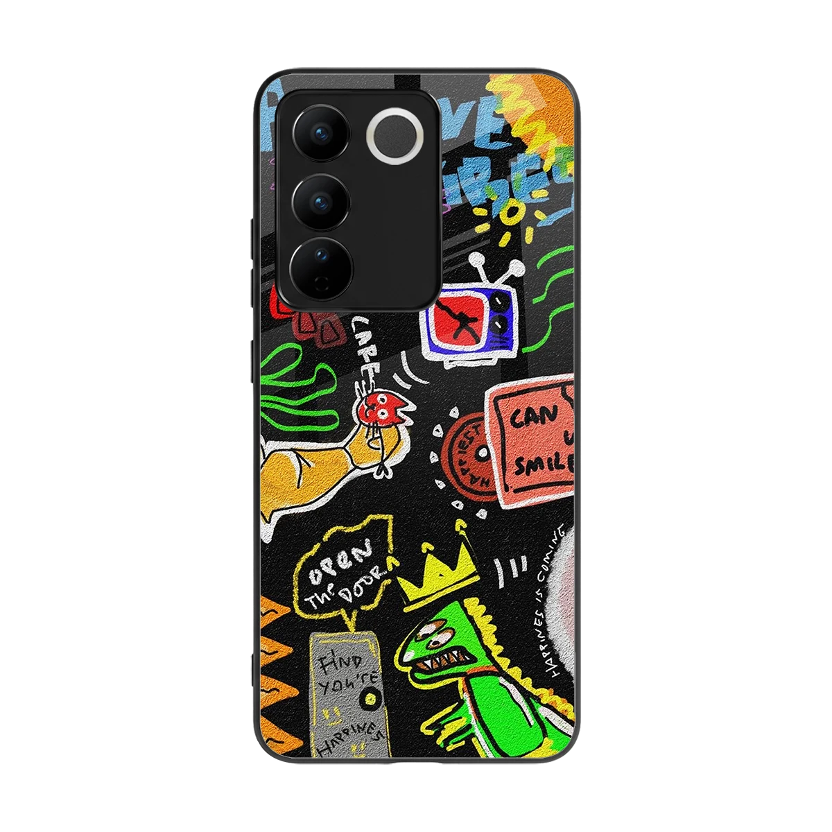 Graffiti back phone cover | glass case for vivo v27 5g