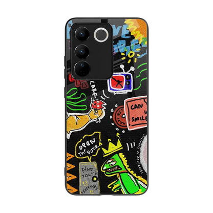 Graffiti back phone cover | glass case for vivo v27 5g