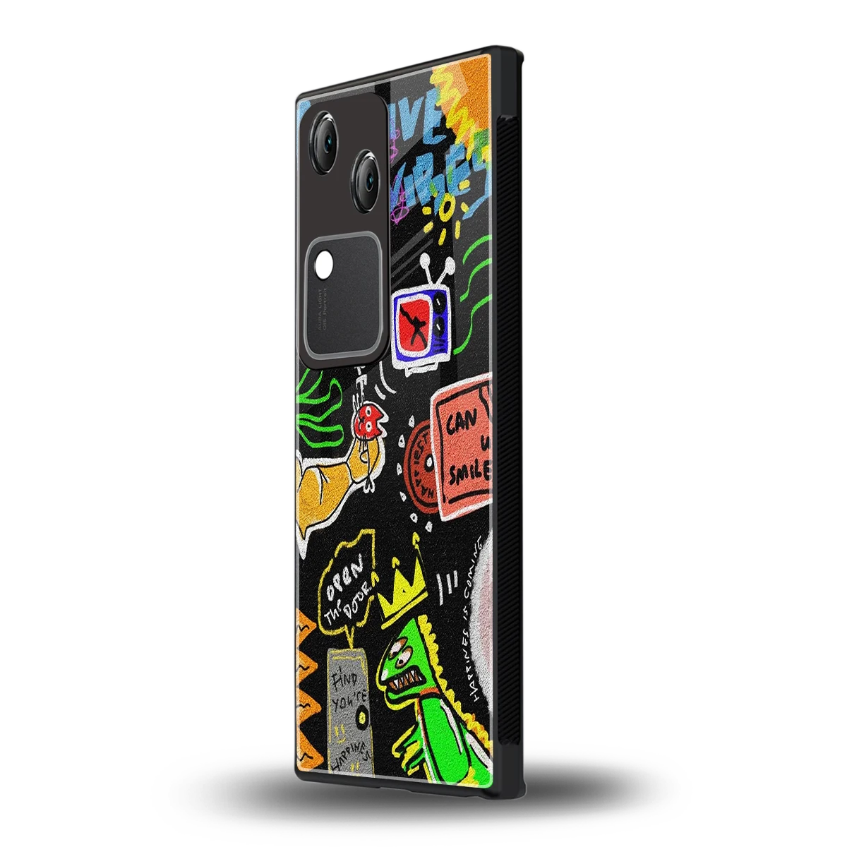 Graffiti vivo v30 mobile cover | shockproof glass phone case