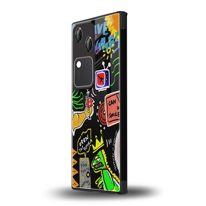 Graffiti vivo v30 mobile cover | shockproof glass phone case