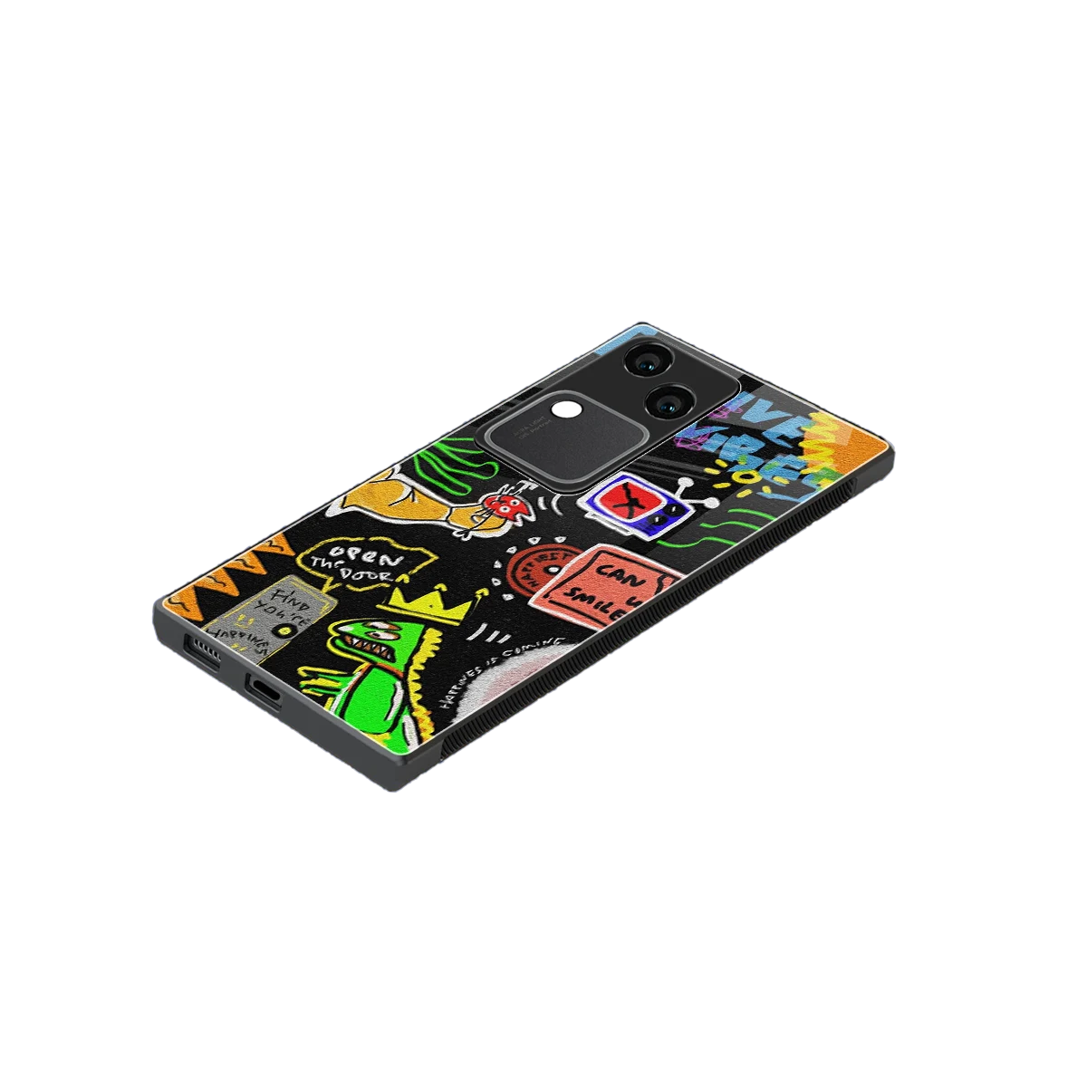 Graffiti stylish phone case for vivo v30 | glossy glass and slim fit