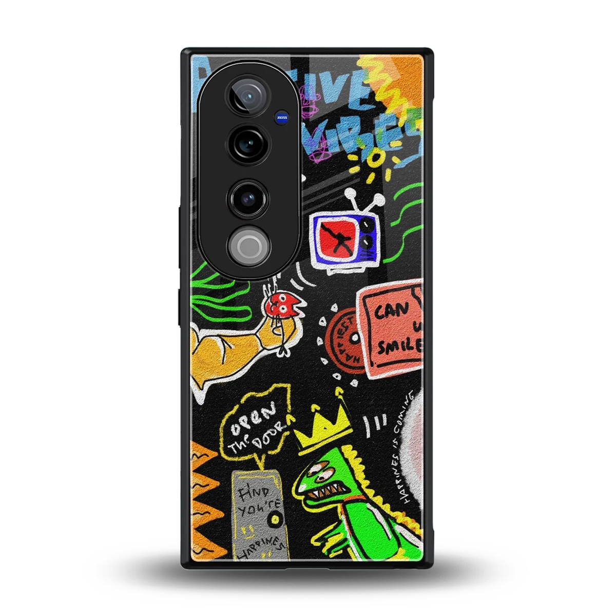 Graffiti back phone cover | glass case for vivo v40 pro