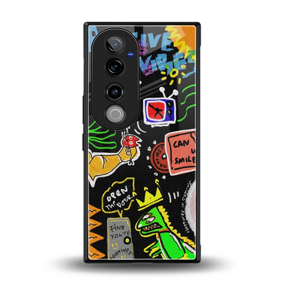 Graffiti back phone cover | glass case for vivo v40 pro