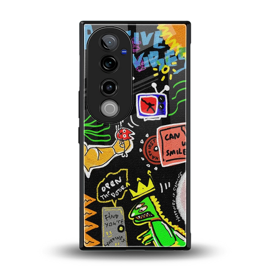 Graffiti back phone cover | glass case for vivo v40 pro