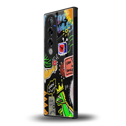 Graffiti vivo v40 pro mobile cover | shockproof glass phone case