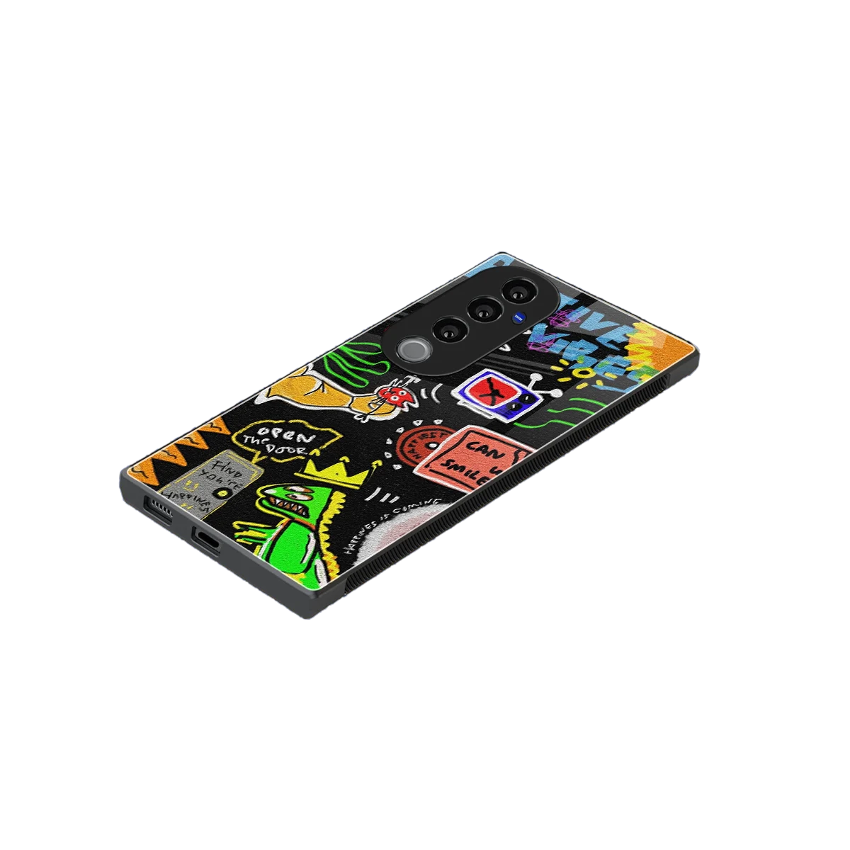 Graffiti stylish phone case for vivo v40 pro | glossy glass and slim fit