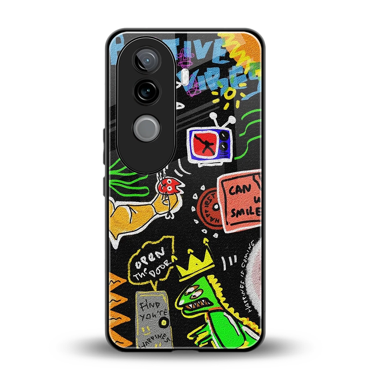 Graffiti back phone cover | glass case for vivo v40e