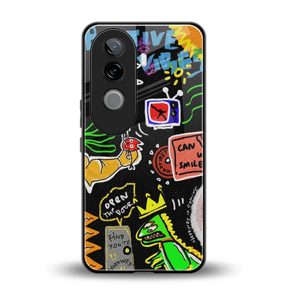 Graffiti back phone cover | glass case for vivo v40e