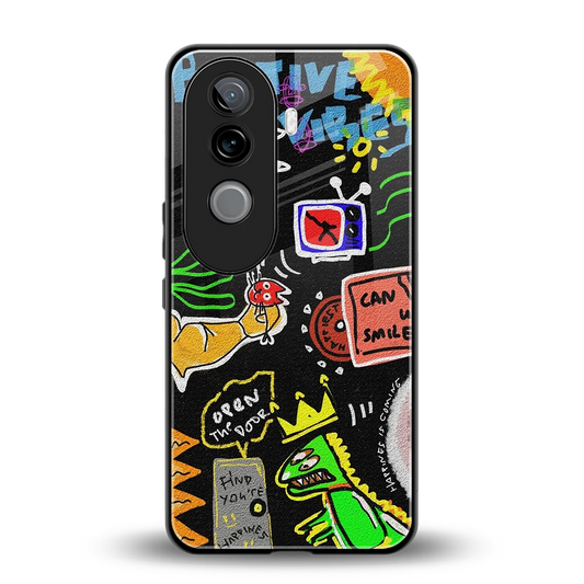 Graffiti back phone cover | glass case for vivo v40e