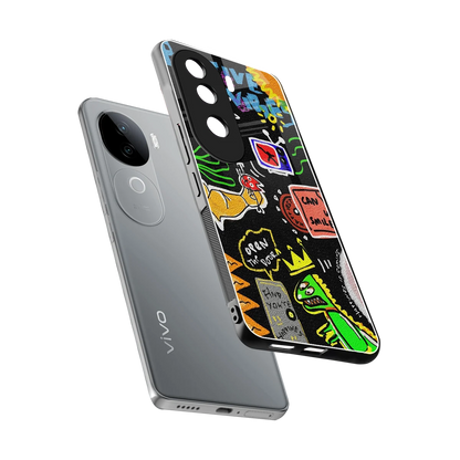 Graffiti sleek vivo v40e cover with tempered glass back and TPU edges