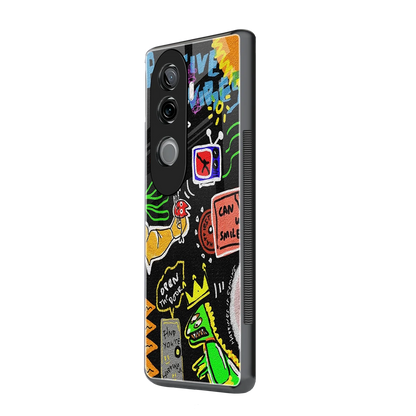 Graffiti vivo v40e mobile cover | shockproof glass phone case