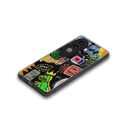 Graffiti stylish phone case for vivo v40e | glossy glass and slim fit