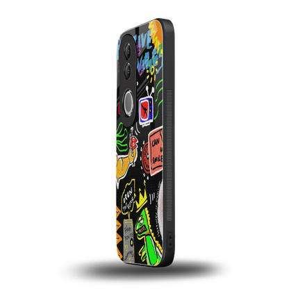 Graffiti vivo v50 mobile cover | shockproof glass phone case