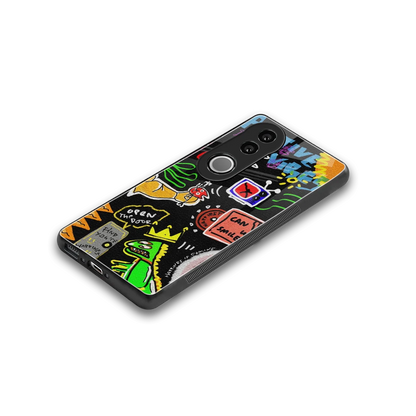 Graffiti stylish phone case for vivo v50 | glossy glass and slim fit