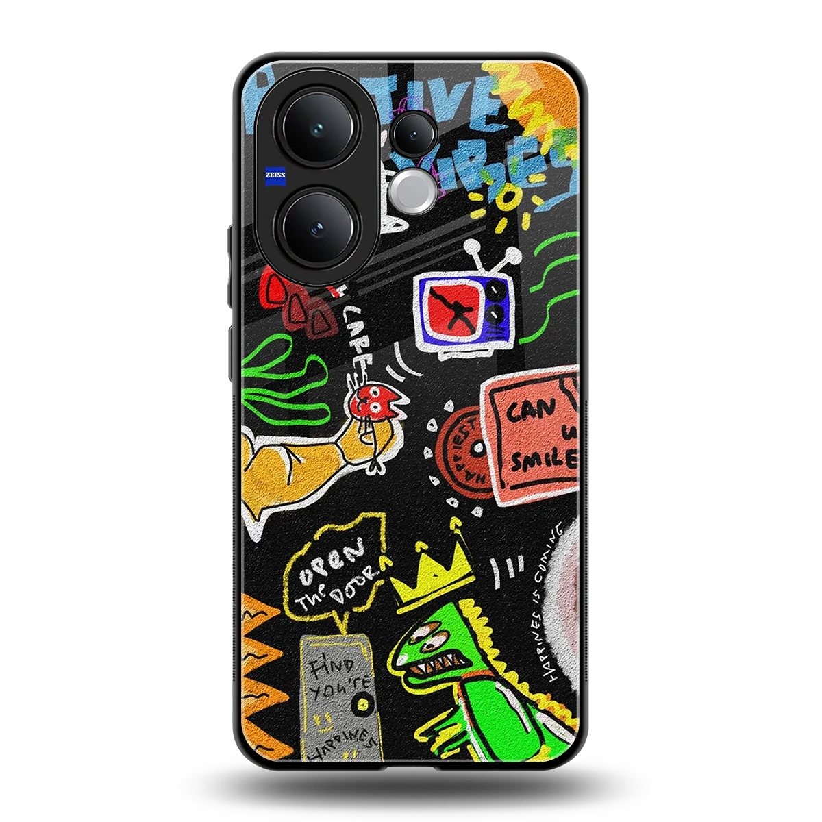 Graffiti back phone cover | glass case for vivo v60