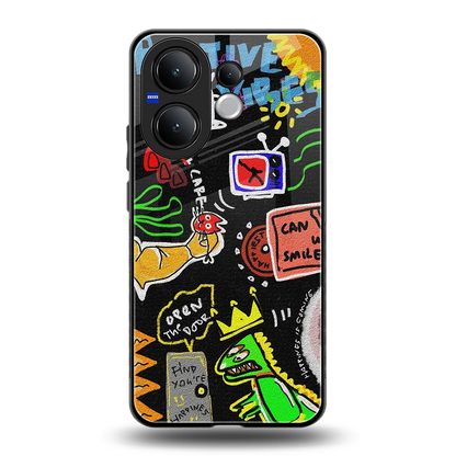 Graffiti back phone cover | glass case for vivo v60