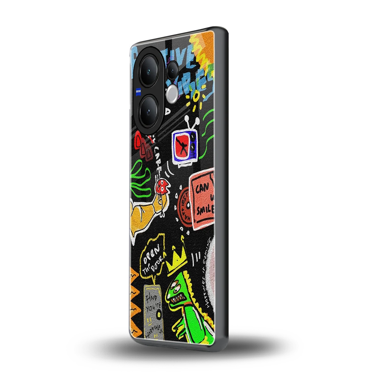 Graffiti vivo v60 mobile cover | shockproof glass phone case