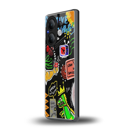 Graffiti vivo v60 mobile cover | shockproof glass phone case