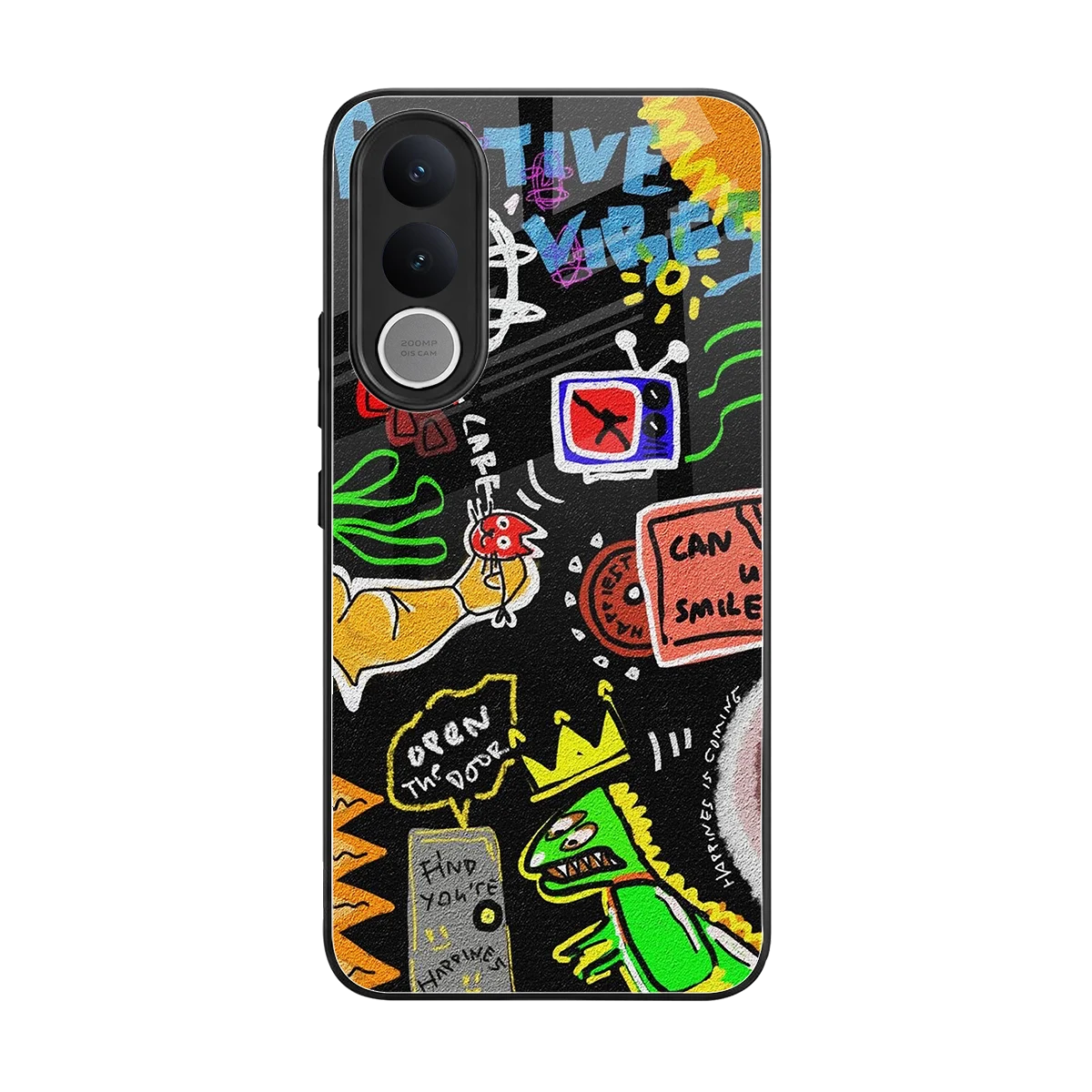 Graffiti back phone cover | glass case for vivo v70 fe