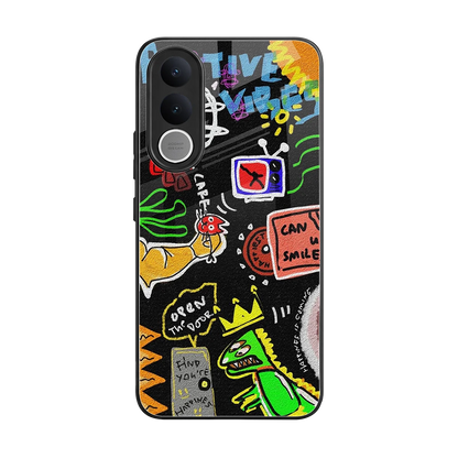 Graffiti back phone cover | glass case for vivo v70 fe