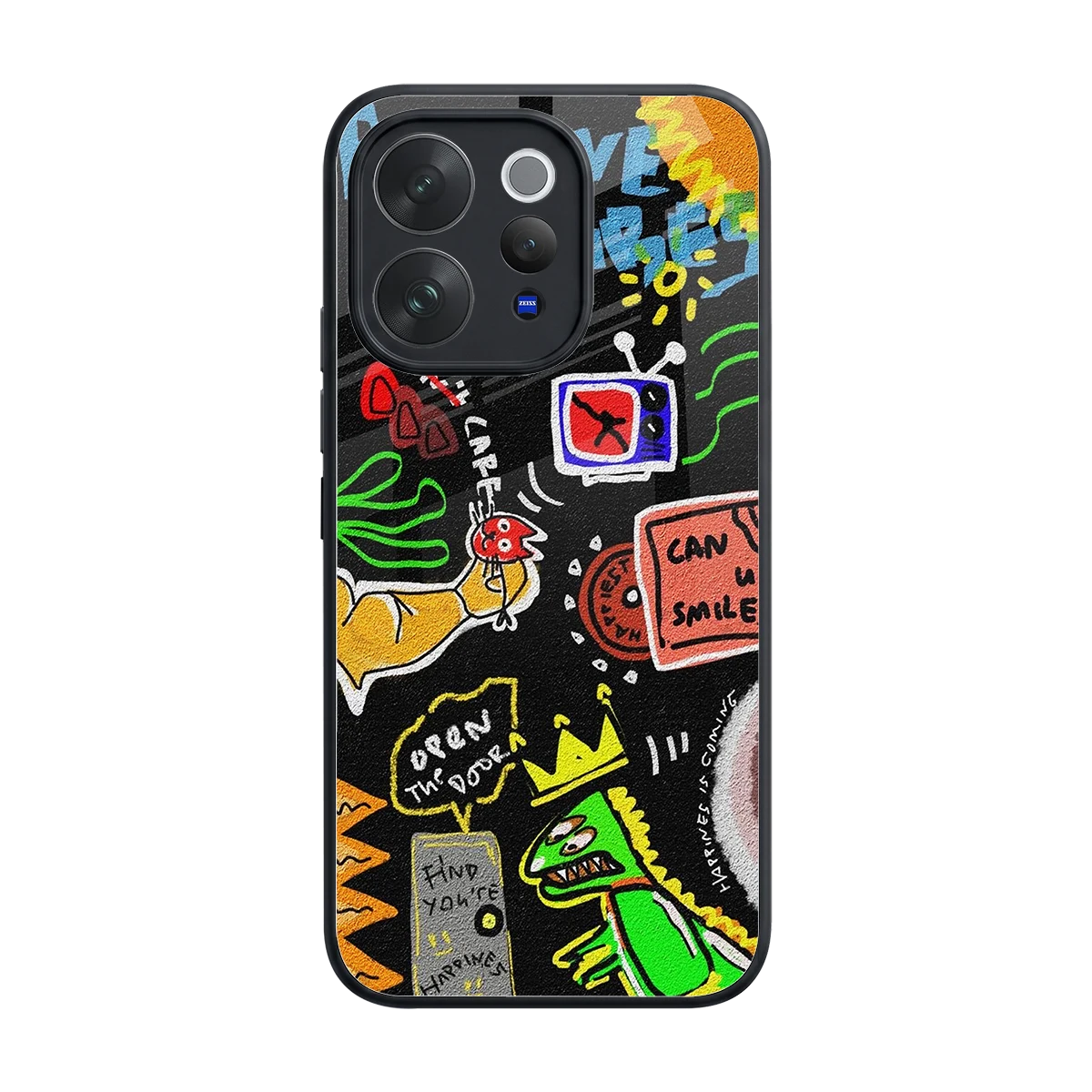 Graffiti back phone cover | glass case for vivo v70 elite