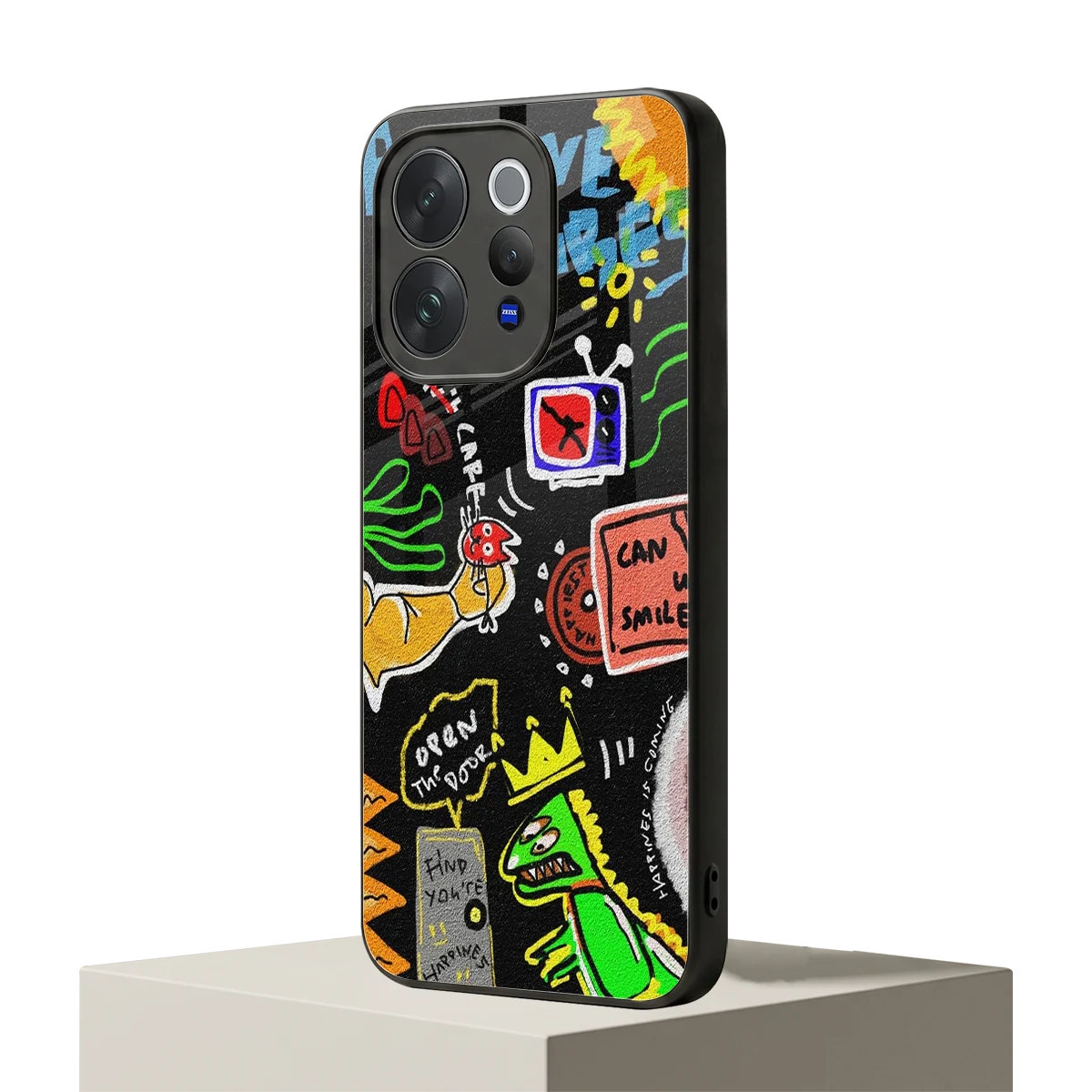 Graffiti vivo v70 elite mobile cover | shockproof glass phone case