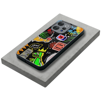 Graffiti stylish phone case for vivo v70 | glossy glass and slim fit