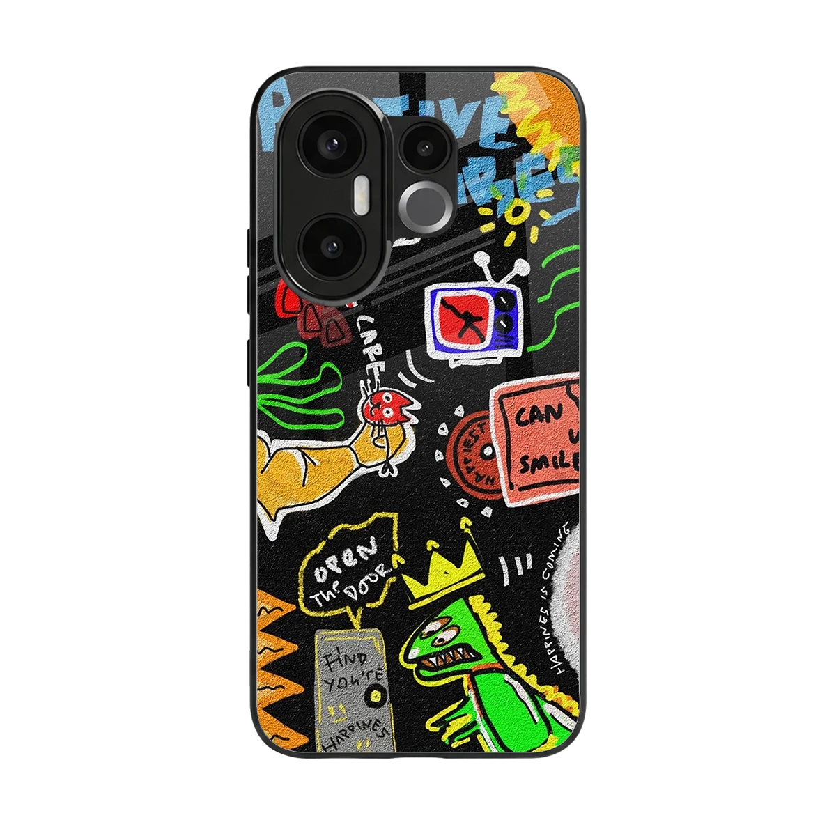 Graffiti back phone cover | glass case for vivo x200 fe