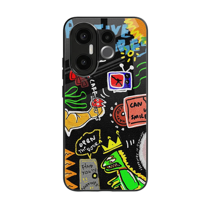 Graffiti back phone cover | glass case for vivo x200 fe