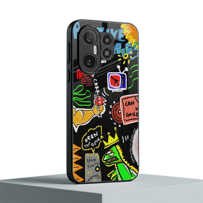 Graffiti vivo x200 fe mobile cover | shockproof glass phone case
