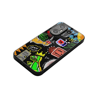Graffiti stylish phone case for vivo x200 fe | glossy glass and slim fit