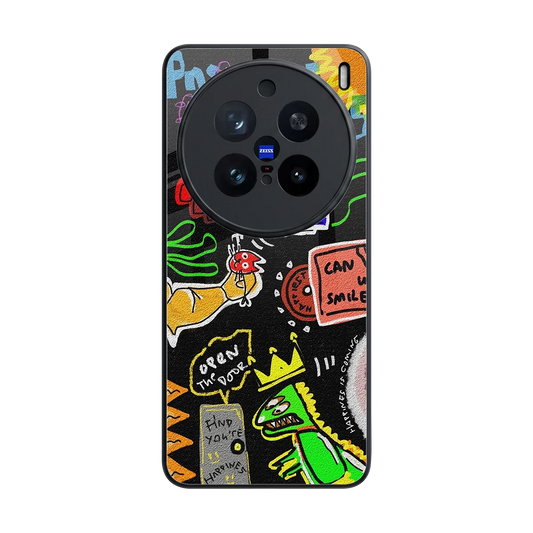 Graffiti back phone cover | glass case for vivo x200 pro