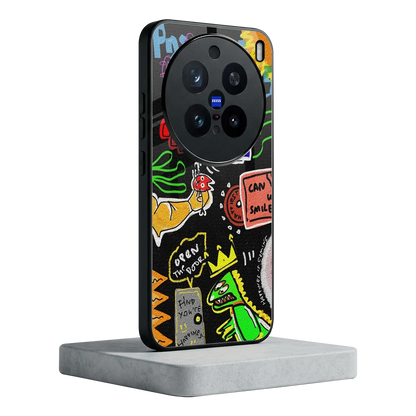Graffiti vivo x200 pro mobile cover | shockproof glass phone case