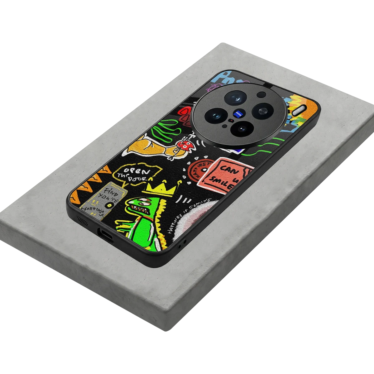 Graffiti stylish phone case for vivo x200 pro | glossy glass and slim fit