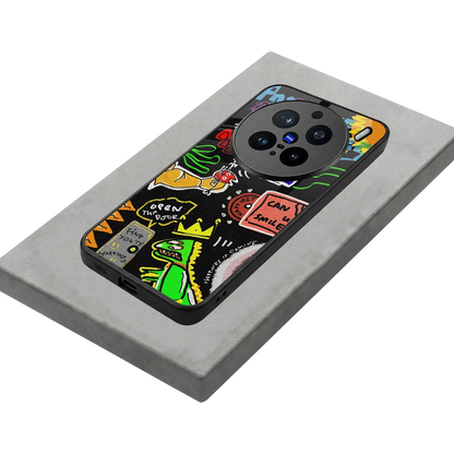 Graffiti stylish phone case for vivo x200 pro | glossy glass and slim fit