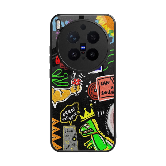 Graffiti back phone cover | glass case for vivo x300 pro