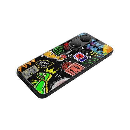 Graffiti stylish phone case for Vivo-y100 | glossy glass and slim fit