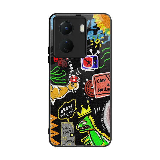 Graffiti back phone cover | glass case for vivo y16