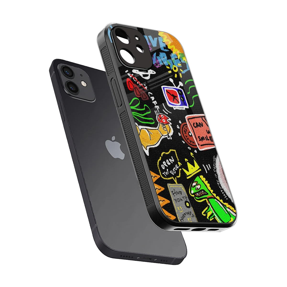 Graffiti sleek iphone 11 cover with tempered glass back and TPU edges