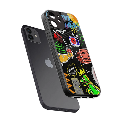 Graffiti sleek iphone 11 cover with tempered glass back and TPU edges