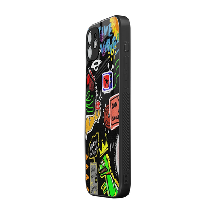 Graffiti iphone 11 mobile cover | shockproof glass phone case