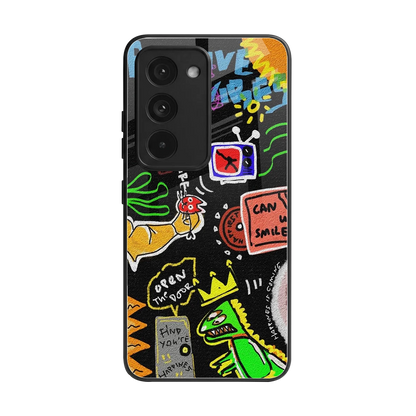 Graffiti back phone cover | glass case for redmi 15 5g