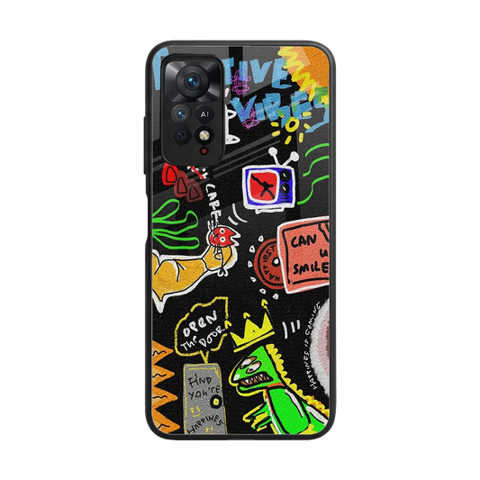 Graffiti back phone cover | glass case for redmi note 11 pro