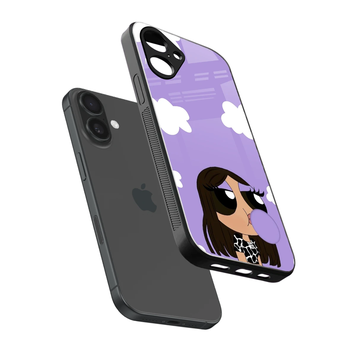 Grape Chic sleek iPhone 16 cover with tempered glass back and TPU edges