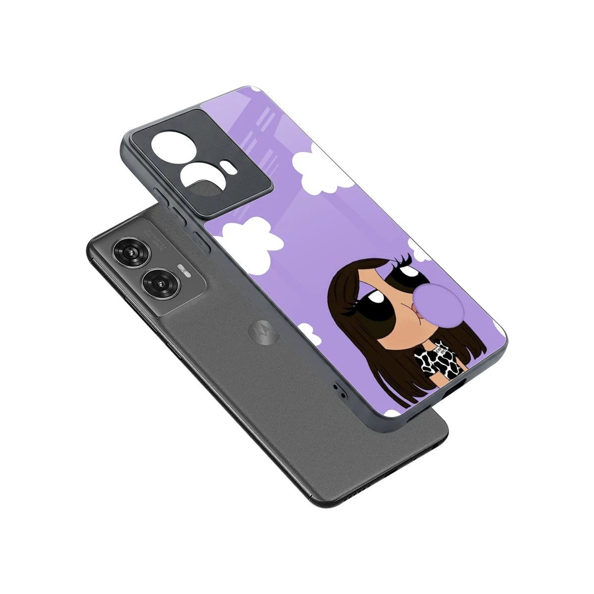 Grape Chic sleek motorola edge 50 fusion cover with tempered glass back and TPU edges